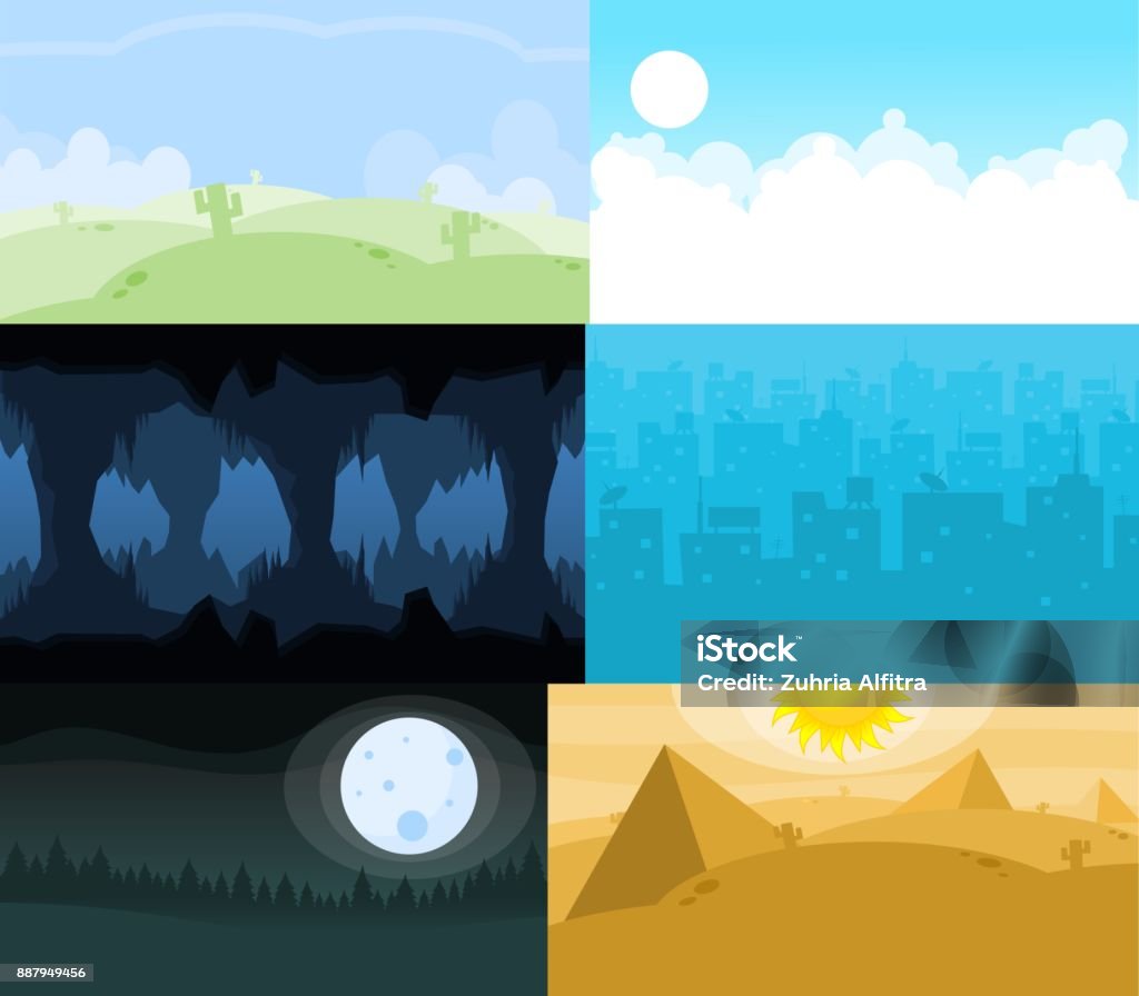 2 Game Background 2d Game Background Collection Stock Illustration - Download Image Now ...
