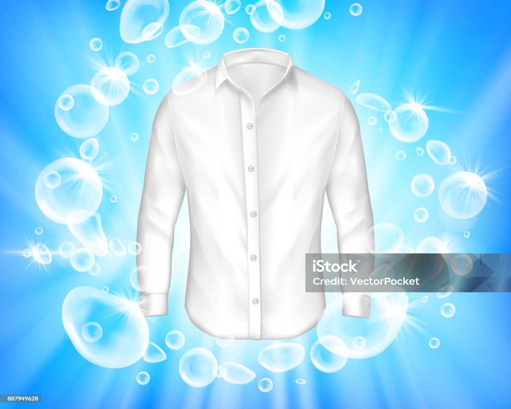 Leuchten Sie weißes Hemd, umgeben von Seifenblasen - Lizenzfrei Ausgedörrt Vektorgrafik