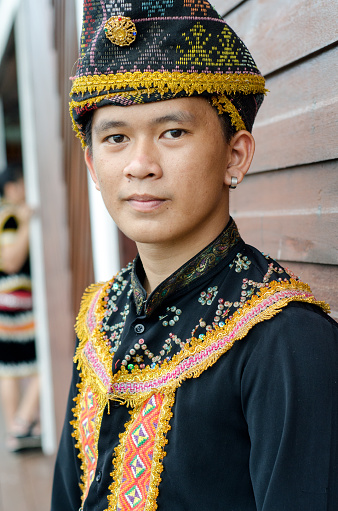 Portrait Of Malaysian Native Man From Sabah Borneo In Traditional ...