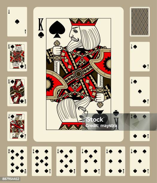 Spaten Anzug Spielkarten Stock Vektor Art und mehr Bilder von Retrostil - Retrostil, König - Königliche Persönlichkeit, Dame - Figurenkarte