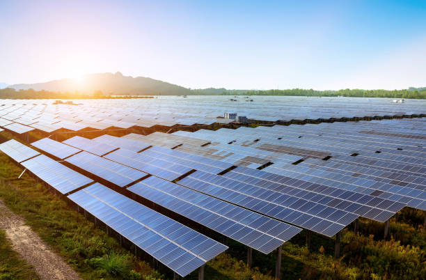 istock Large area of solar panels 887957308
