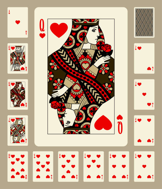 serca pasują do kart do gry - number card stock illustrations