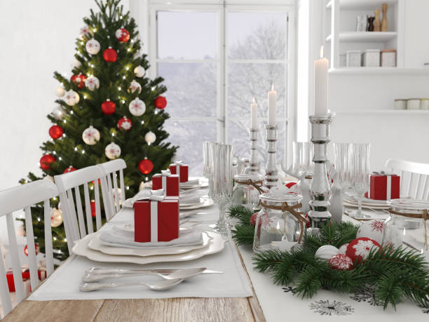 istock nordic kitchen with christmas decoration by day. 3d rendering 887960166