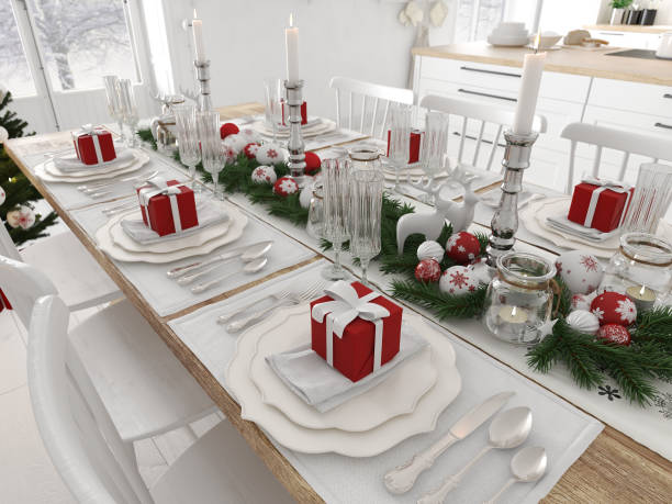 istock nordic kitchen with christmas decoration by day. 3d rendering 887960264