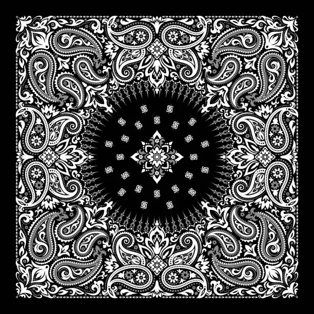 Vector illustration of Paisley Bandana print