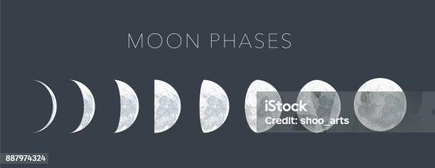 Moon Phases Dot Vector Background Stock Illustration - Download Image Now - Moon, Moon Surface, Planetary Moon
