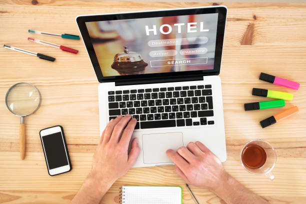 istock hotel booking on internet, online reservation 887982200