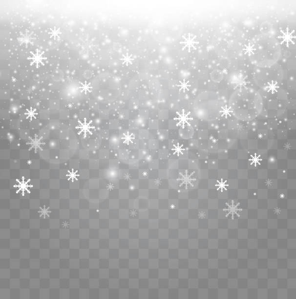 ilustrações de stock, clip art, desenhos animados e ícones de vector falling snow effect isolated on transparent background with blurred bokeh - christmas backgrounds holiday focus on background
