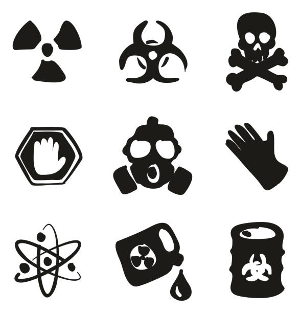 биоопасные иконки freehand заполните - toxic waste vector biohazard symbol skull and crossbones stock illustrations