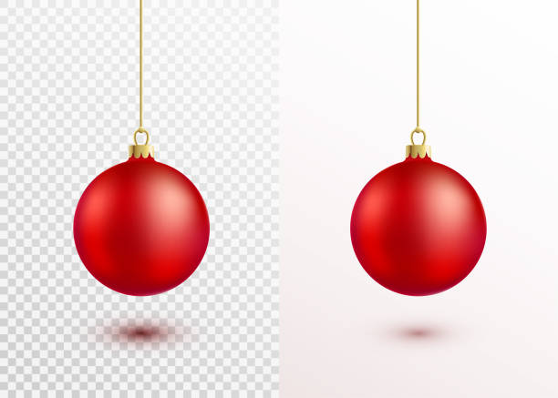 빨간색 크리스마스 볼 골드 문자열 흰색 배경에 고립에 매달려 - curve white christmas holiday stock illustrations
