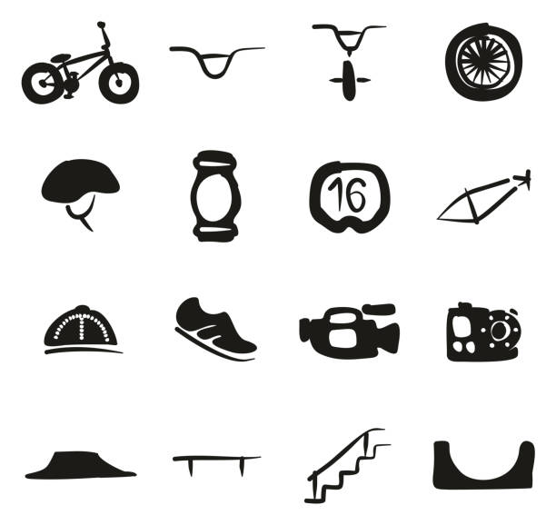 bmx アイコン フリーハンド塗りつぶし - bmx cycling bicycle street jumping点のイラスト素材／クリップアート素材／マンガ素材／アイコン素材
