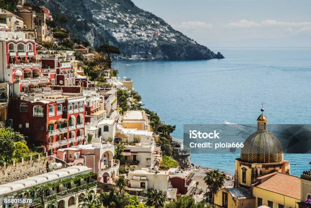 Amalfi Coast And Sorrento Peninsula Positano Stock Photo - Download Image Now - Sorrento - Italy, Positano, Italy