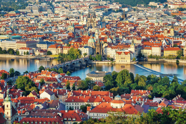 istock Panoramic view of the evening Prague 888026212