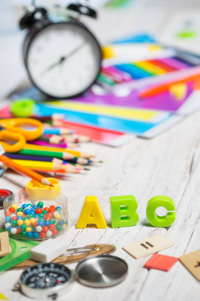 istock School supplies on the table 888026698