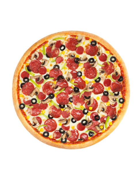 istock Pepperoni Pizza with mushroom isolated on white background 888026996