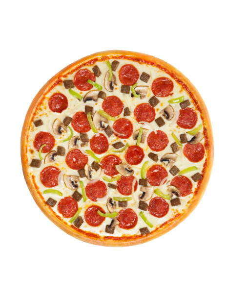 istock Pepperoni Pizza with mushroom isolated on white background 888033698