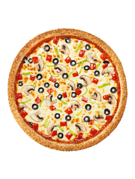 istock Vegetarian Pizza isolated on white background 888037050