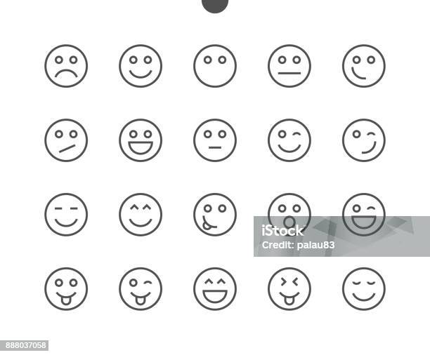 Emotions Ui Pixel Perfect Wellcrafted Vector Thin Line Icons 48x48 Ready For 24x24 Grid For Web Graphics And Apps With Editable Stroke Simple Minimal Pictogram Stock Illustration - Download Image Now