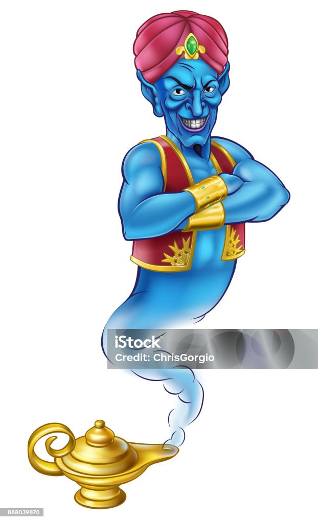 Cartoon Evil Aladdin Genie Stock Illustration - Download Image Now - Genie,  Evil, Magic Lamp - iStock