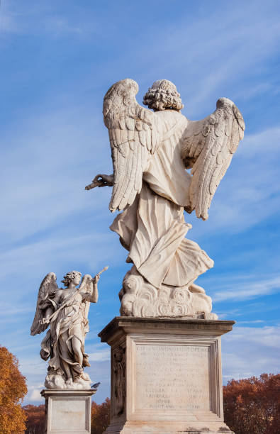 istock Two beautiful angels with autumn sky 888040342