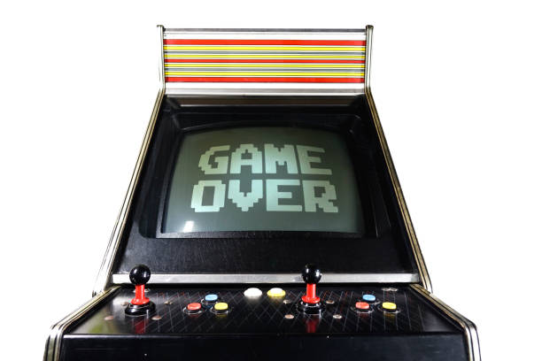 Game Arcade Game Over writing Arcade Game Old Coin Up Game Over writing Front arcade photos stock pictures, royalty-free photos & images