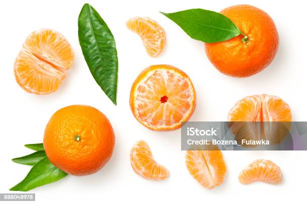 Mandarines Isolated On White Background Stock Photo - Download Image Now - Tangerine, Orange - Fruit, Orange Color