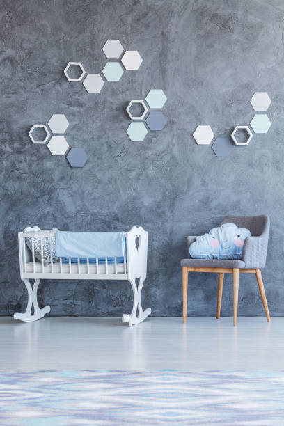 istock White cradle in kid's room 888049586