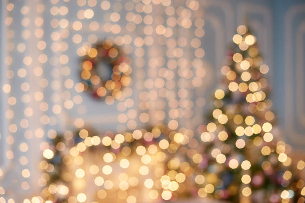 istock Blurred garland light bokeh. Christmas blur pattern, defocused background 888051786