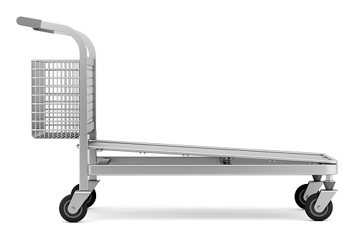 empty large shopping cart isolated on white background