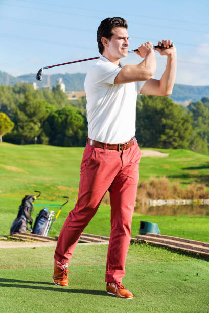 istock Male golf player made successful hit at golf course 888063530