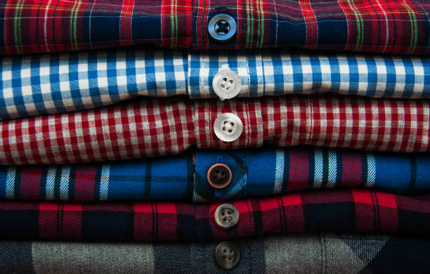 istock stacks of checkered shirts 888066642