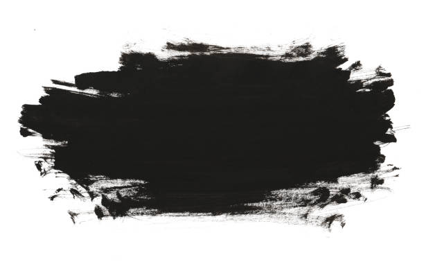 textura del cepillo de pintura acuarela abstracta negra - brush stroke blue abstract frame fotografías e imágenes de stock