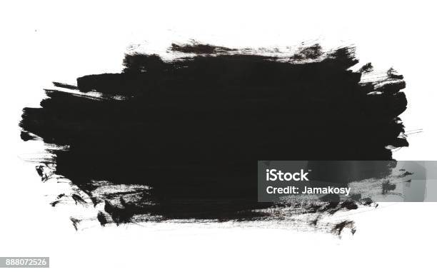 Black Abstract Watercolor Paint Brush Texture Stock Photo - Download Image Now - Paintbrush, Brush Stroke, Paint