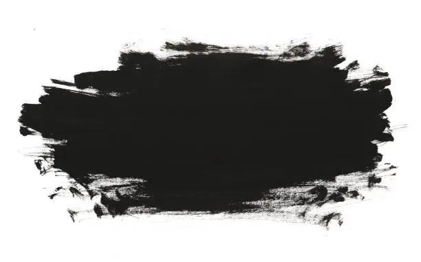 Photo of Black abstract watercolor paint brush texture