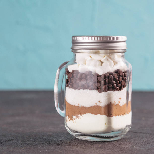 istock Hot chocolate mix in mason jar with copy space 888084326