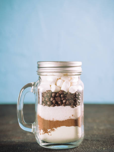 istock Hot chocolate mix in mason jar with copy space 888084528