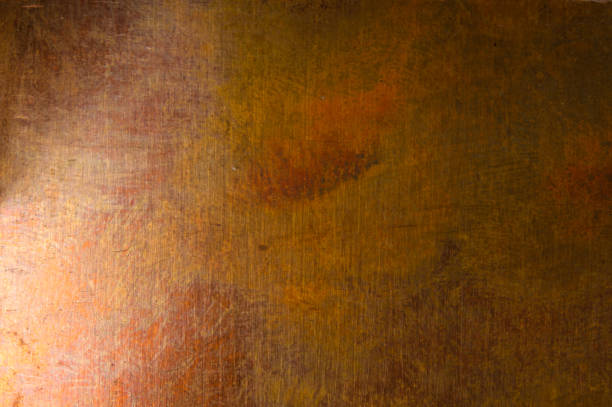 istock Aged copper plate texture, old worn metal background. 888084838