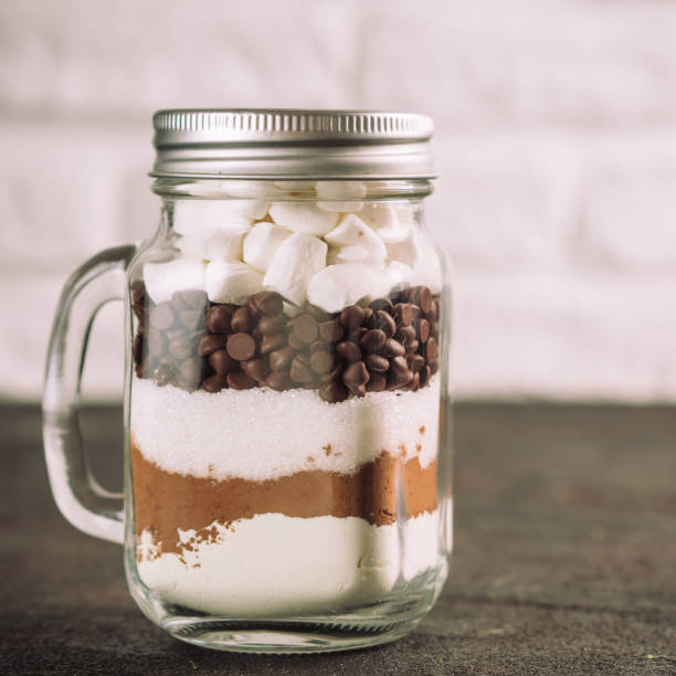 istock Hot chocolate mix in mason jar with copy space 888084866