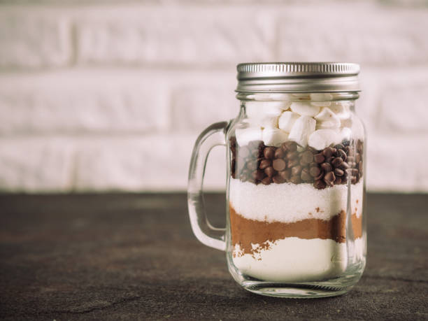 istock Hot chocolate mix in mason jar with copy space 888084958