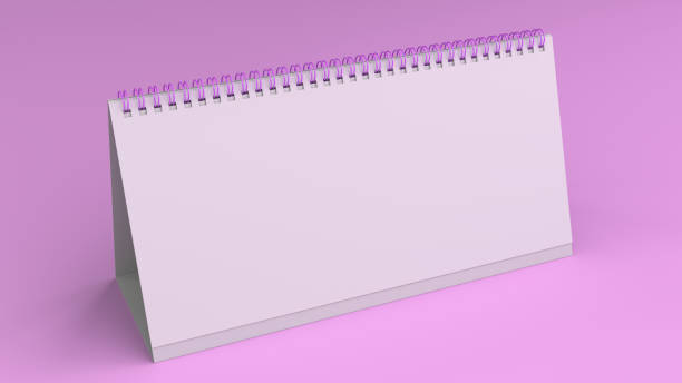 istock White table calendar mock-up on purple surface 888089786