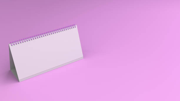 istock White table calendar mock-up on purple surface 888090082