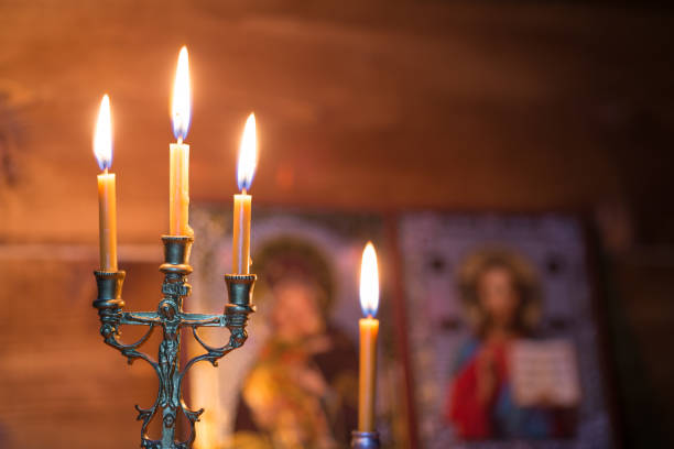 istock burning candle, of orthodox 888095348