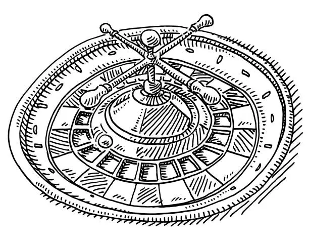 Vector illustration of Roulette Wheel Drawing