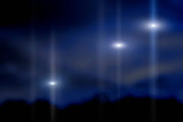 Glowing unidentified objects in the night sky.