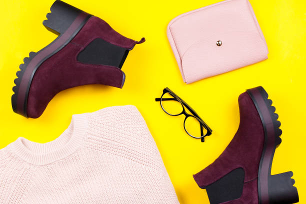 istock Woman autumn clothes and accessories flat lay 888113300