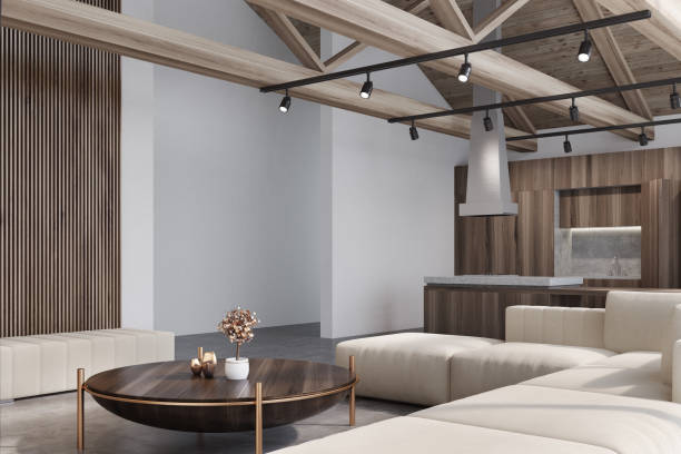 istock Loft living room and kitchen side 888117408