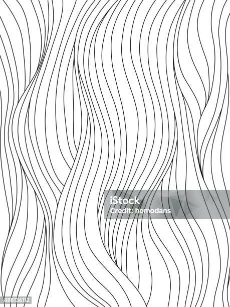 Black And White Wave Pattern Stock Illustration - Download Image Now - Hair, Pattern, Line Art