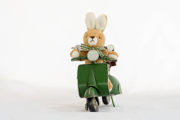 istock Rabbit doll riding a motorbike
