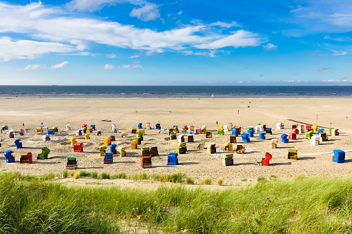Beach chairs on the island of Juist, Germany