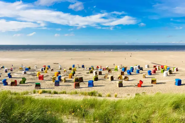 Beach chairs on the island of Juist, Germany